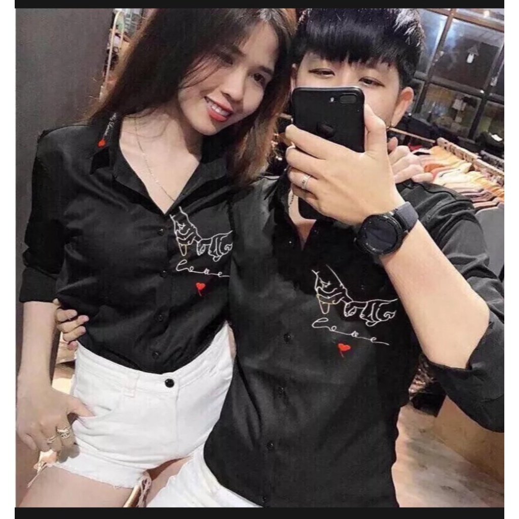 Áo sơ mi cặp nam nữ thời trang, thiết kế trẻ trung, màu sắc trang nhã