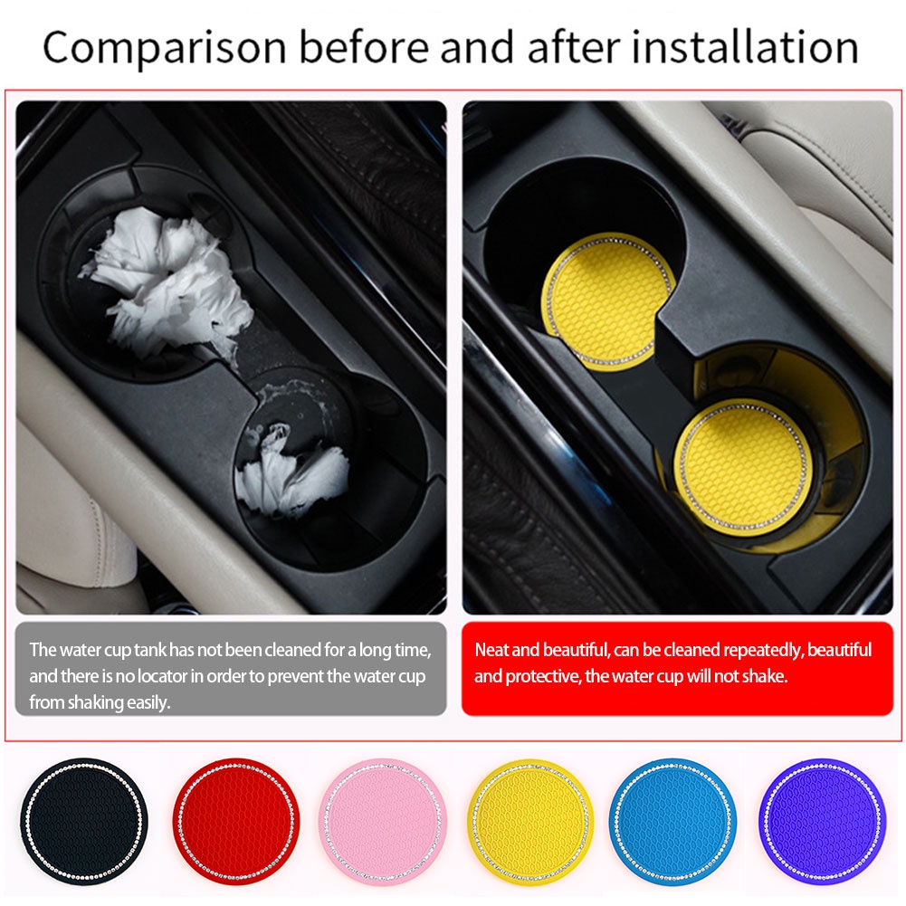 Miếng Lót Cốc Chống Trượt Đính Đá Sang Trọng Cho Xe Hơi