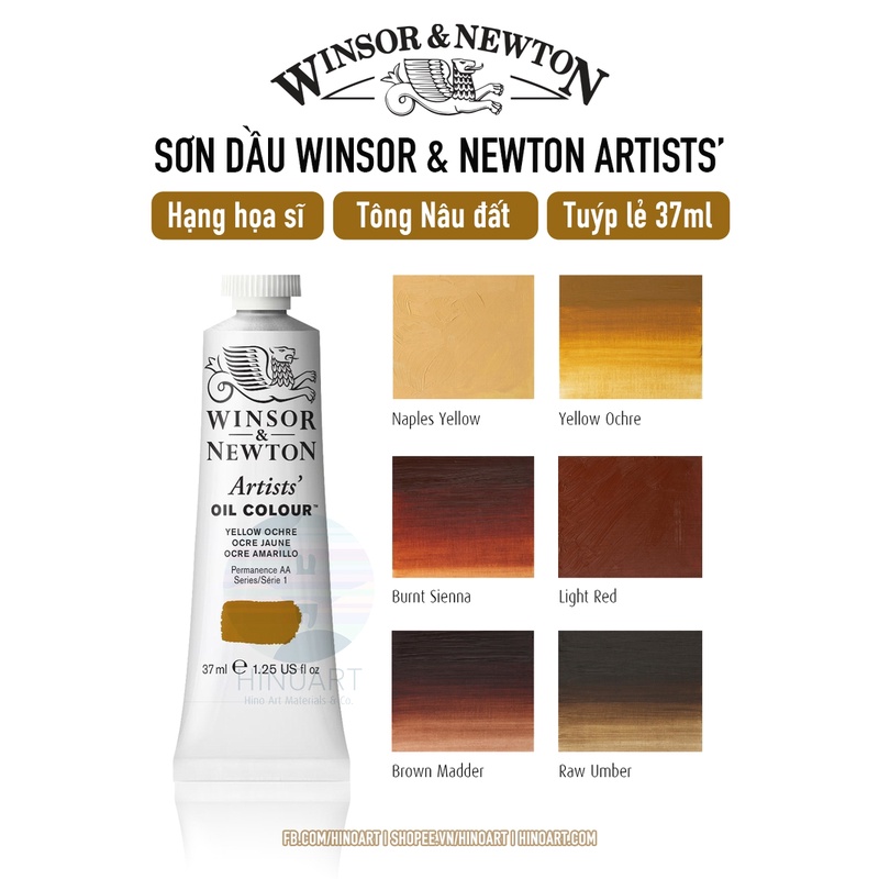 Tông nâu màu sơn dầu hạng họa sĩ Winsor &amp; Newton - tuýp 37ml