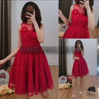 đầm xòe ren đính hoa