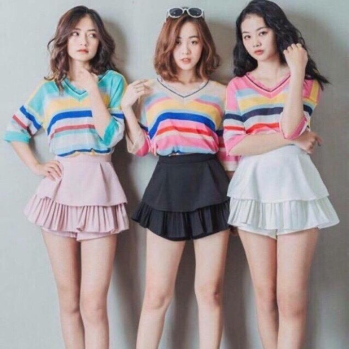 Chân Váy Xếp Ly Hai Tầng Chữ A Dáng Ngắn Vải Tuyết Mưa Siêu Xinh | BigBuy360 - bigbuy360.vn