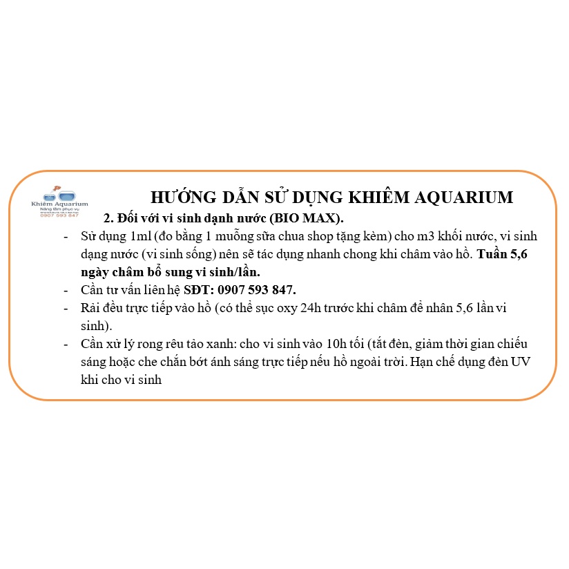 BIOMIX PLUS - Vi sinh tổng hợp 3 trong 1, vi sinh cá cảnh, dạng MEN TAN NHANH KHÔNG MÀU