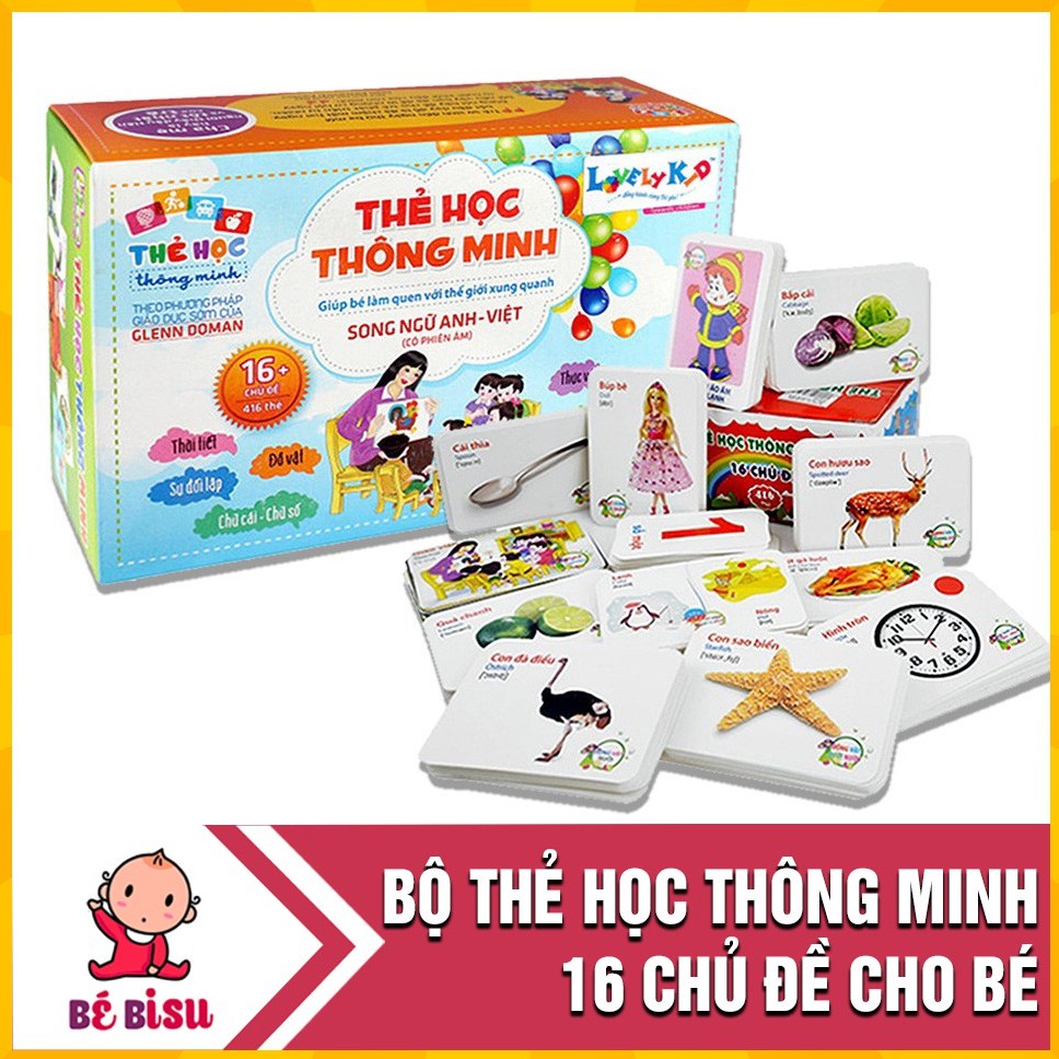 Bộ thẻ học thông minh 16 chủ đề tiếng Anh- tiếng Việt cho bé