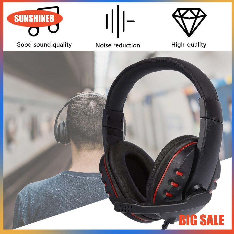 【SUN】Laptop PC Computer Headphone Stereo Gaming Headband Headset 3.5mm Jack Wired