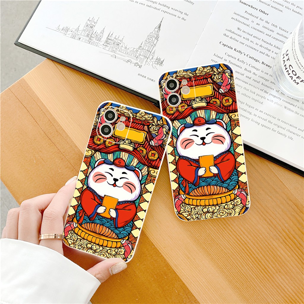Ốp lưng iphone cạnh vuông Mèo Thần Tài ỐP TẾT 2023 cho 6/6s/6splus/7/7plus/8/8plus/x//xs/11/12/pro/max/plus/promax e169