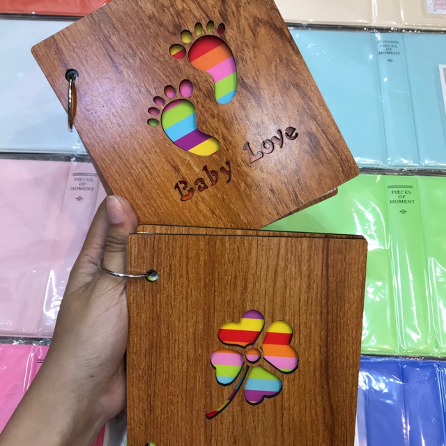Combo 100 hình và album bìa gỗ