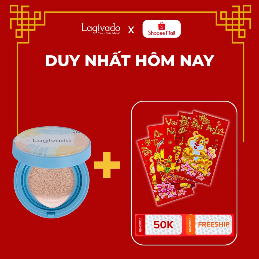 Phấn nước che khuyết điểm Hàn Quốc Lagivado kiềm dầu, che phủ hoàn hảo Perfection Cushion –Tone trắng sáng ,14g