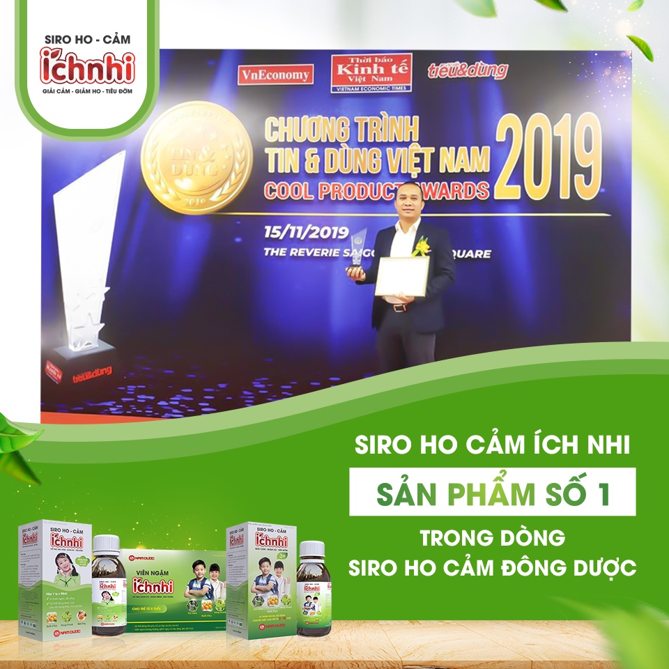 Siro ho cảm Ích Nhi chai 90ml không đường hỗ trợ giải cảm, giảm ho, sổ mũi, tiêu đờm, cho trẻ sơ sinh, trẻ nhỏ, bà bầu