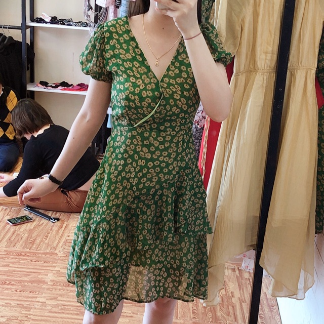 Váy voan hoa nhí xanh | BigBuy360 - bigbuy360.vn