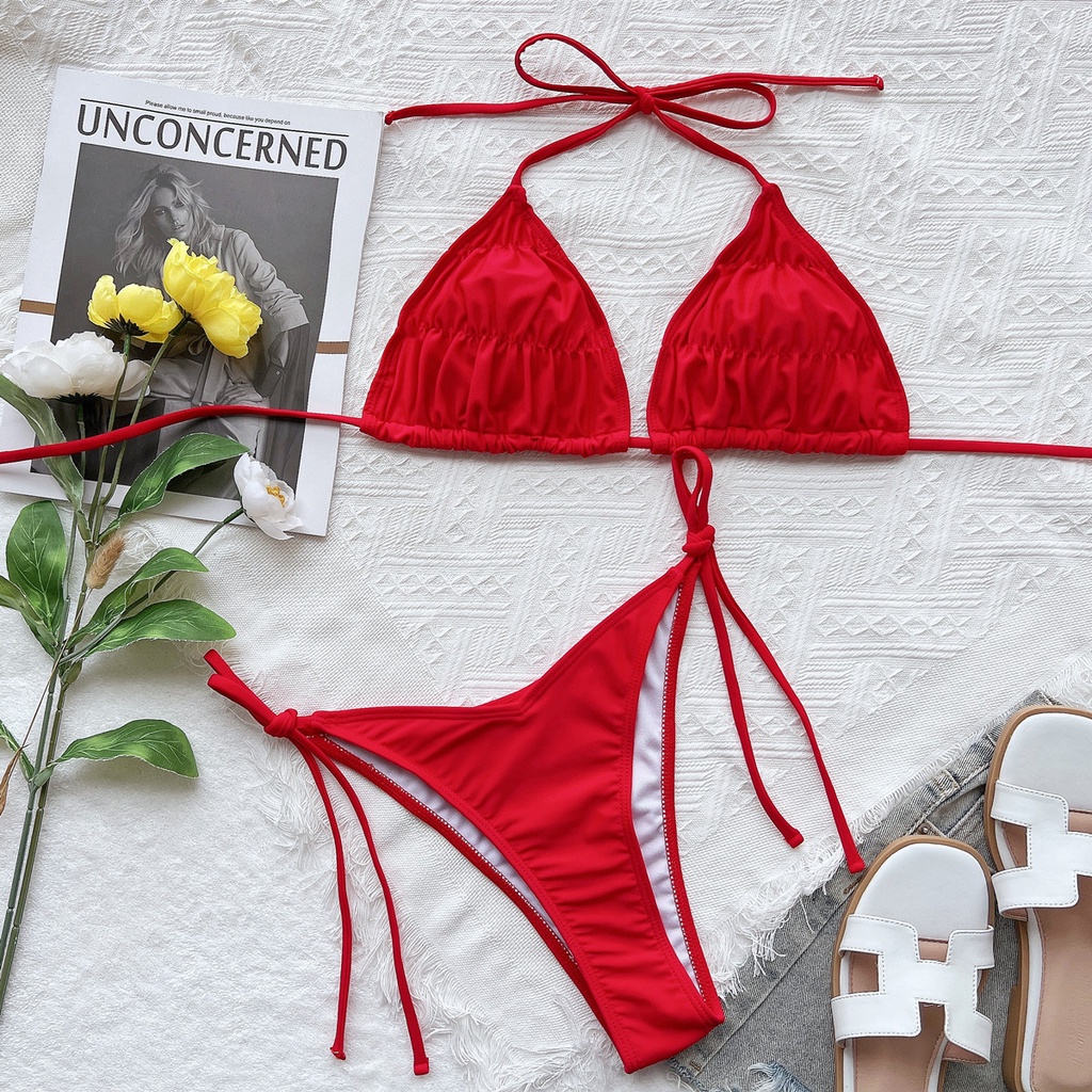 Bộ đồ bơi hai mảnh có đệm lót nhiều màu sắc phong cách đơn giản cho nữ CS107