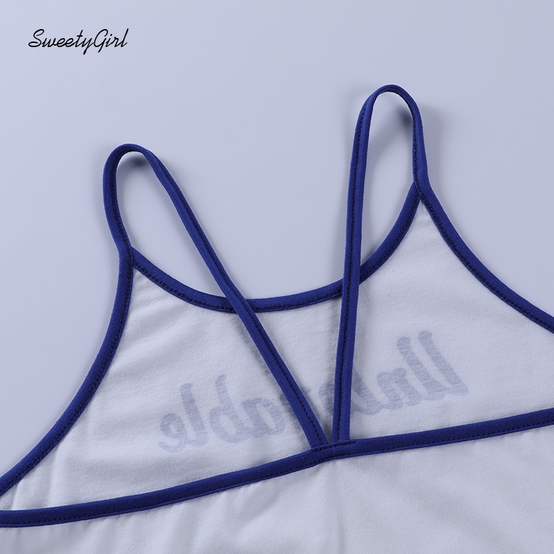 Áo lửng không tay tập thể thao in chữ phối màu tương phản sạnh điệu cho nữ