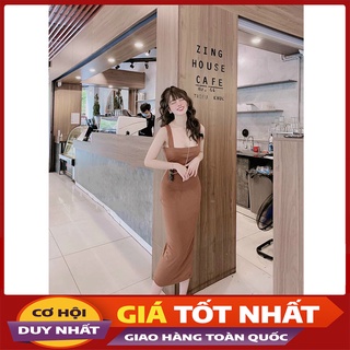 Đầm 2 Dây Bản To Phom Dài Body Co Giãn Tốt M02220-Violet
