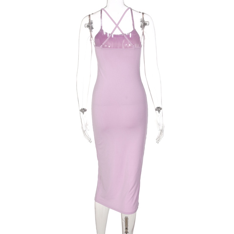 Đầm Hai Dây Màu Trơn Xẻ Tà Quyến Rũ Thời Trang Cho Nữ