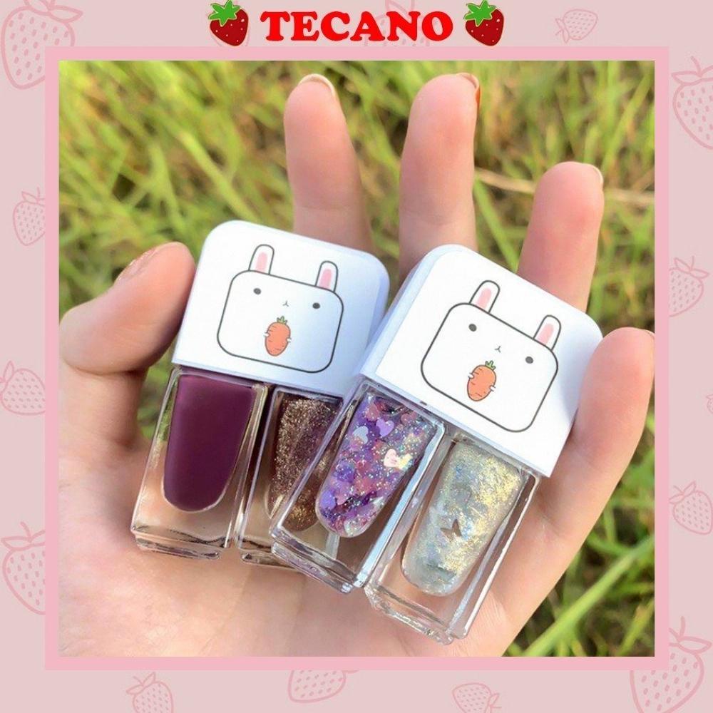 Combo 2 lọ sơn móng tay nhũ Tecano sơn gel 2 trong 1 nhanh khô nhiều màu óng ánh SM15