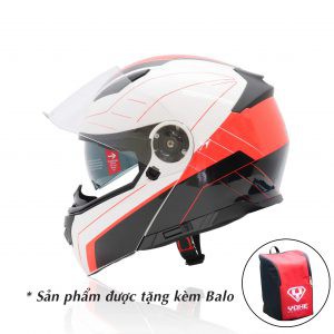 Mũ Bảo Hiểm Full.Face Lật Hàm Yohe 950 White/Red/Black mũ Phượt - nón bảo hiểm xe Motor.