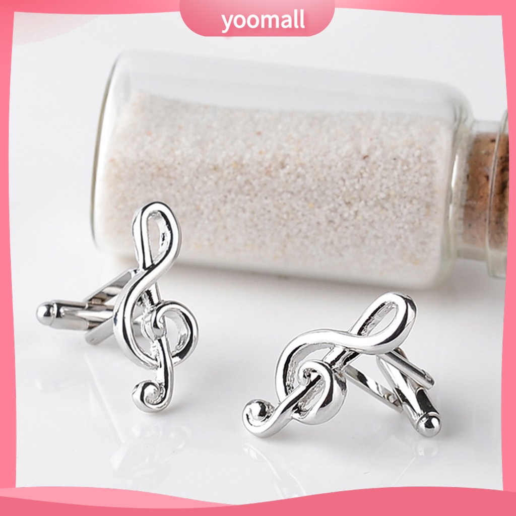 Khuy măng sét mạ bạc thiết kế hình nốt nhạc thời trang thanh lịch cho nữ