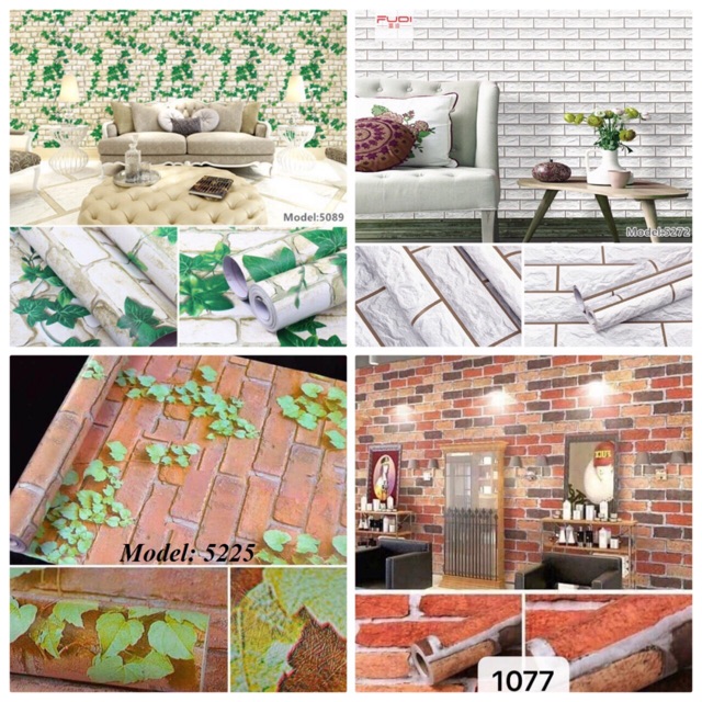 [XẢ KHO] 10m giấy dán tường giả gạch các loại khổ rộng 45cm