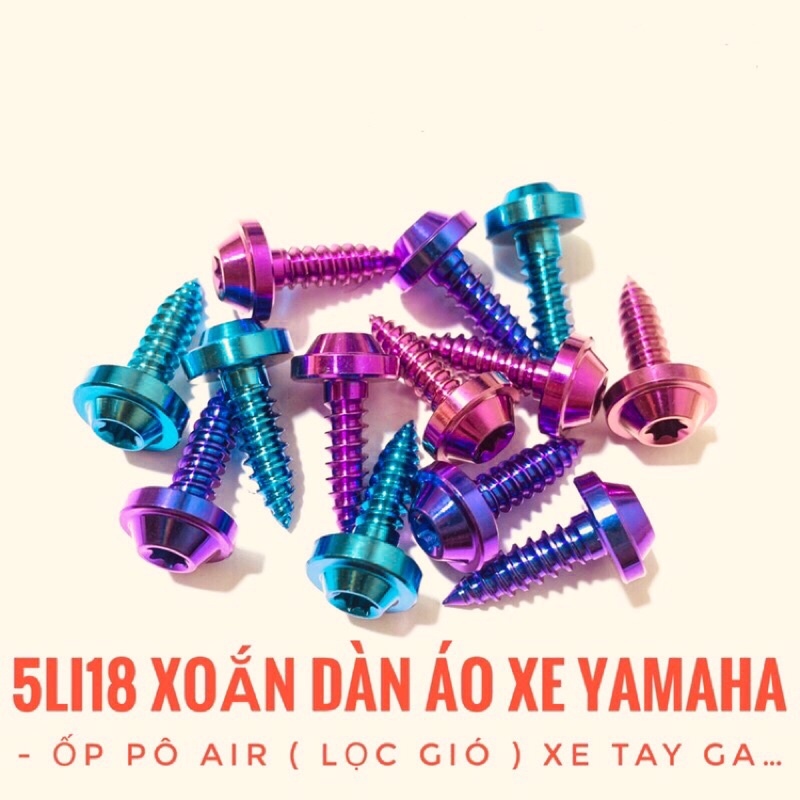 (Chuẩn GR5) Ốc titan 5li18 ren xoắn dàn áo xe yamaha và ốp lọc gió xe tay ga