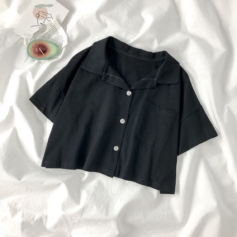 Áo sơ mi croptop bigsize cổ vest