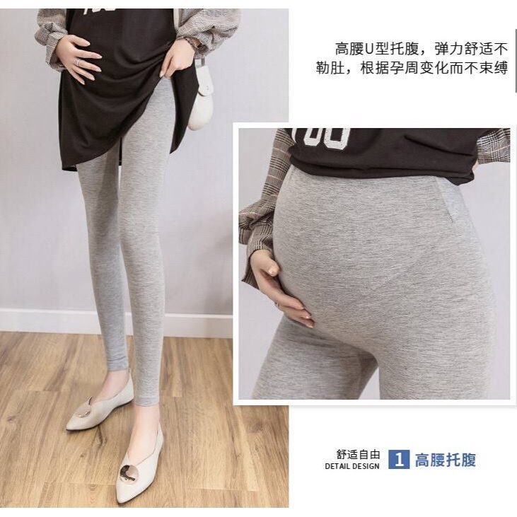 Quần Legging Cotton Màu Sắc Đơn Giản Phong Cách Phương Tây Cho Mẹ Bầu