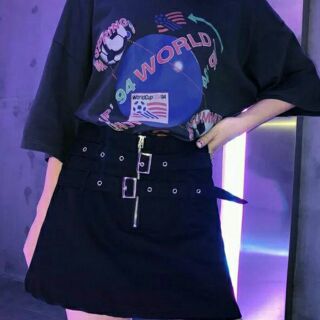 Chân váy ulzzang double belt cài belt unisex