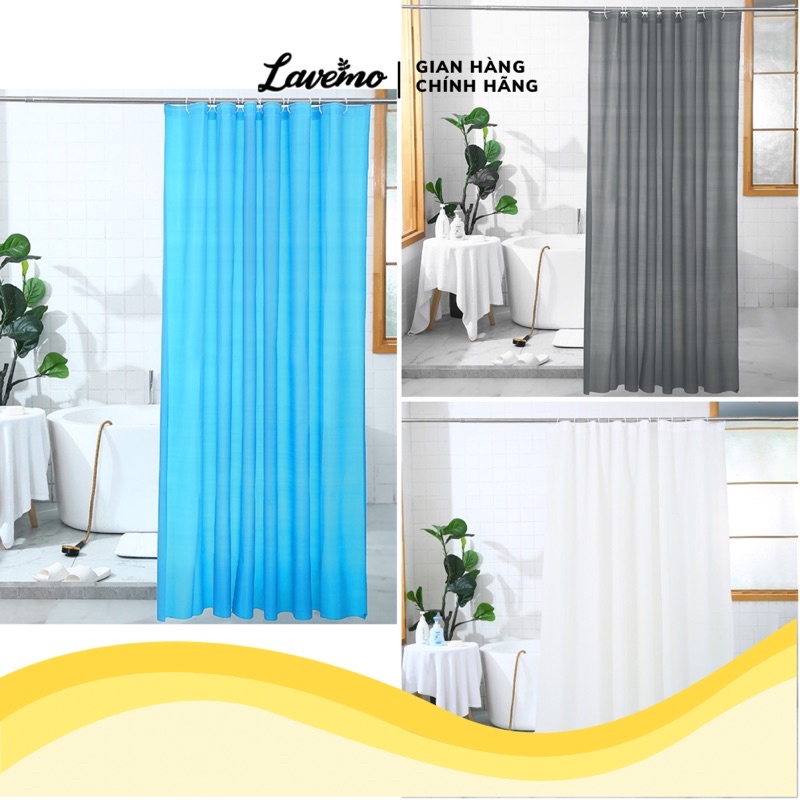 Rèm Phòng Tắm Màu Trắng Xanh Xám Trơn LAVEMO Chất Vải Cao Cấp Chống Thấm Nước 100% Polyester Rèm Nhà Tắm Đẹp  PT10
