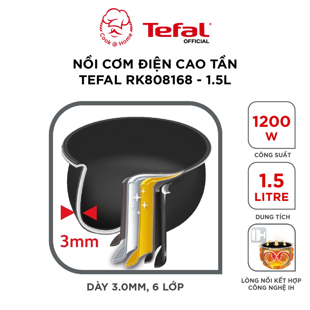 Nồi Cơm Điện Tử Cao Tần IH Tefal RK808168 - 1.5 Lít - 1200W