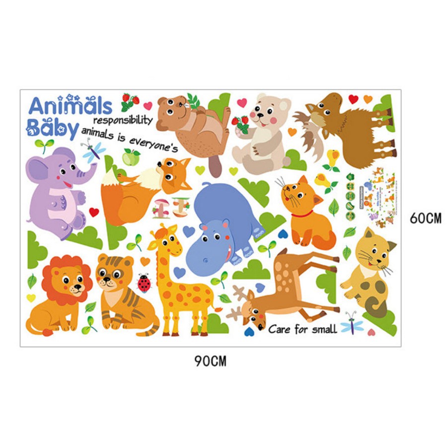 Decal dán tường Vườn thú Baby animals