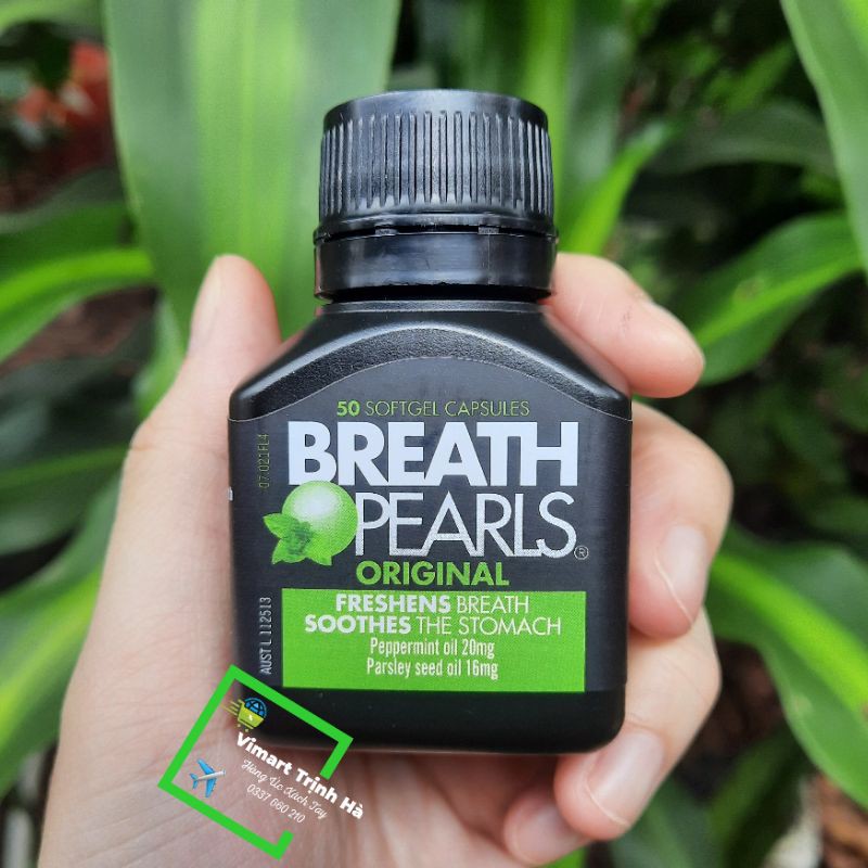 VIÊN Breath Pearls CHỐNG HÔI MIỆNG, KHỬ MÙI KHÓ CHỊU TRONG DẠ DÀY, GIÚP HƠI THỞ THƠM THO