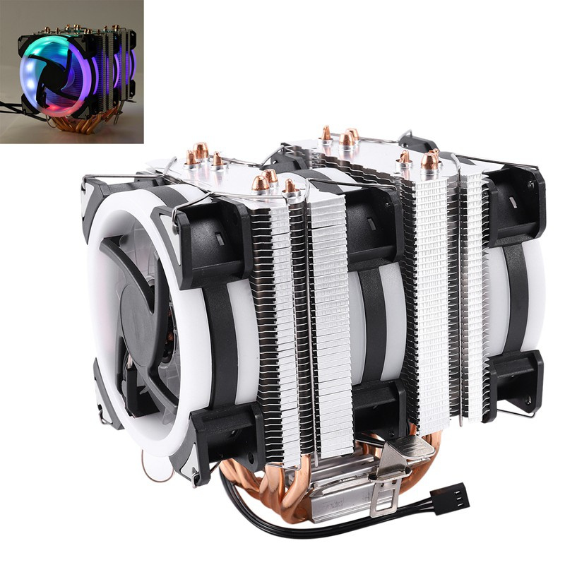 6 Heatpipes Cpu Cooler Fan With Rgb Dual-Tower Radiator 9Cm Fan Cooling Heatsink For Intel 775/1150/1151/1155/1156/1366 For Amd All