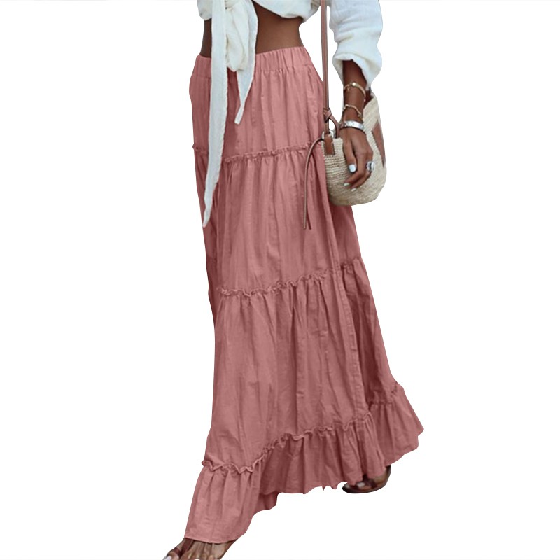 Chân Váy Maxi ZANZEA Eo Thun Thời Trang Nữ Tính