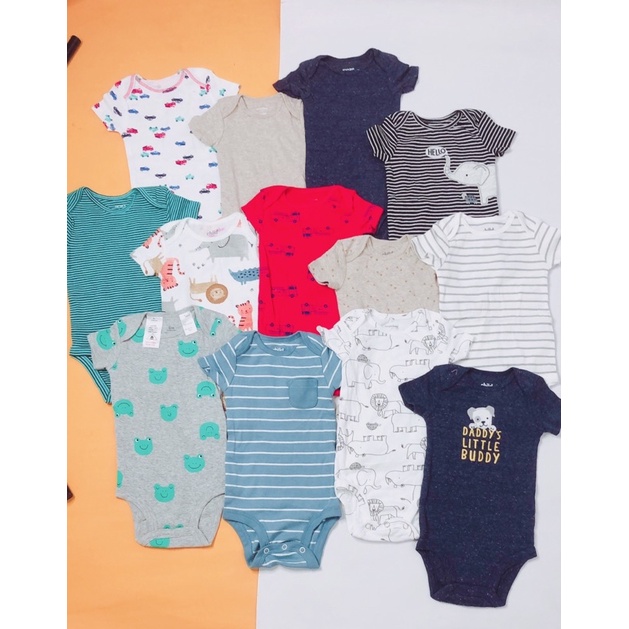 [Ngẫu nhiên] Set 5 bodysuit ngắn tay hàng xuất dư chất cotton mềm đẹp cho bé từ 0-24 tháng