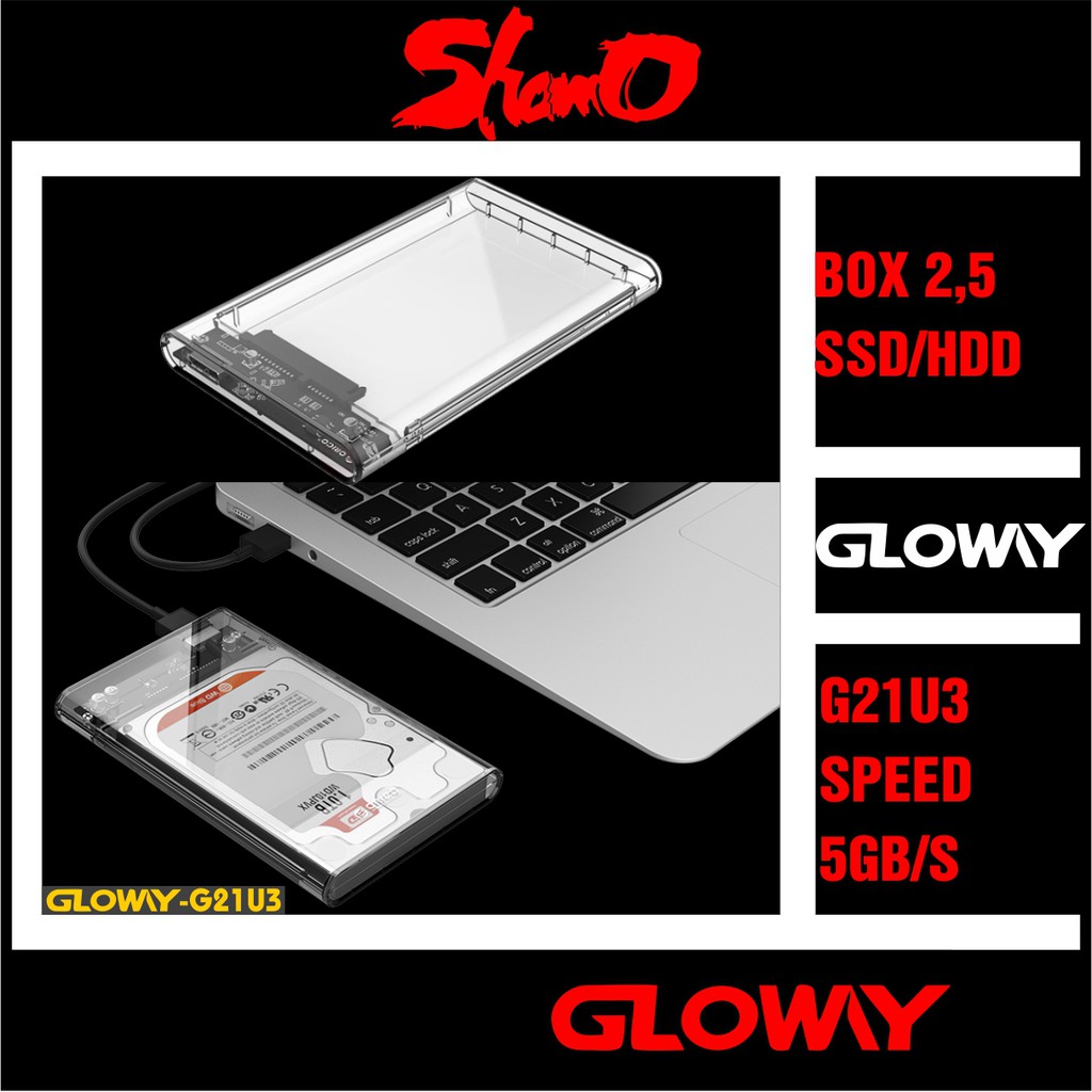 Box ổ cứng Gloway G21U3 dùng cho SSD/HDD 2,5" - Nhựa ABS trong suốt – CHÍNH HÃNG – Bảo hành 12 tháng | WebRaoVat - webraovat.net.vn