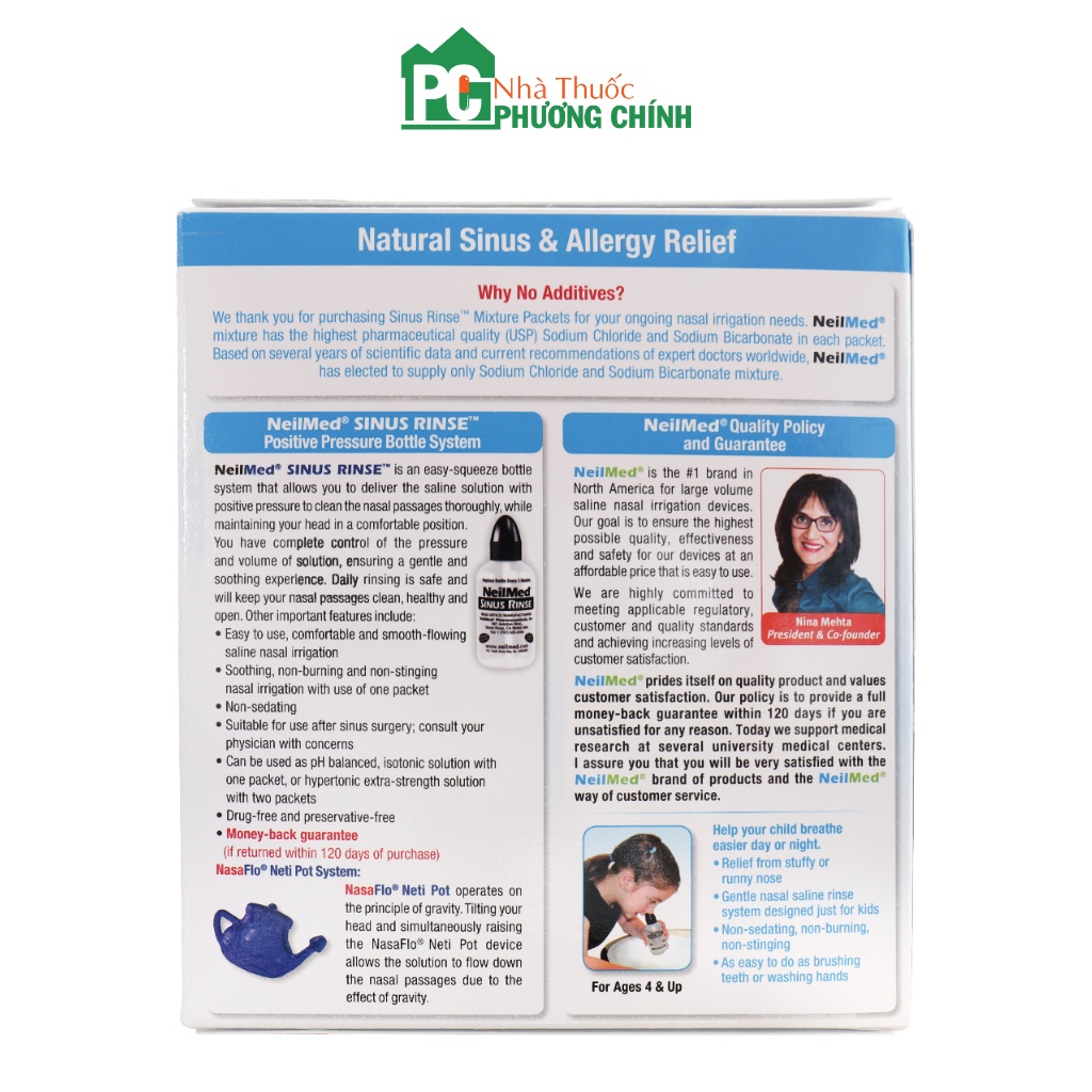 Hỗn Hợp Rửa Mũi Cho Bé Neilmed Sinus Rinse Kids 120 Sachets (Hộp 120 Gói)
