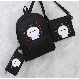 Bộ 3 món balo vải ,balo nữ,baloteen,balo đi học,balo hot,balo xinh,balo đa năng,balo da,balo kuteBalo, Balo nu