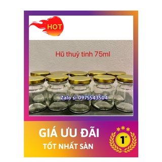 💥💥 Bộ 10 Hũ Thuỷ Tinh 75ml Nắp Thiếc vàng Dùng Chưng Yến...💥