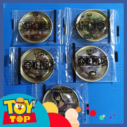 Thẻ Toonies One Piece màu bạc / vàng gold còn seal đồng xu tròn có lỗ Luffy mũ rơm bí ẩn hải trình