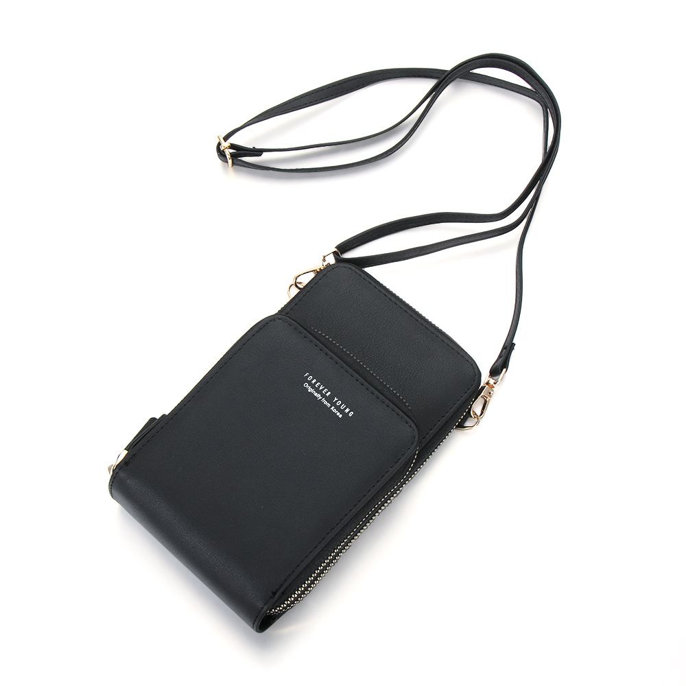MYRON Túi đeo chéo đựng điện thoại bằng da PU nhiều màu cổ điển có thể dùng màn hình cảm ứng thuận tiện cho nữ