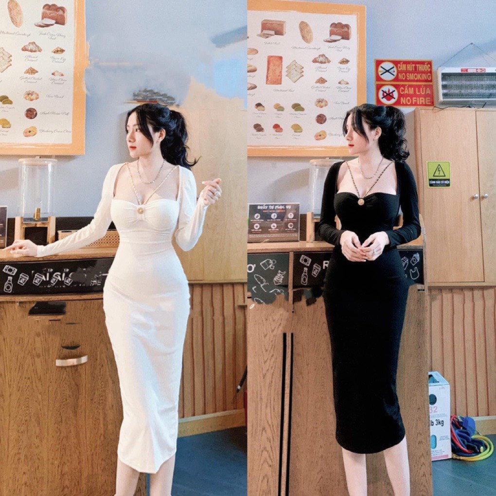 Đầm Body Dây Xích Thun Borip cúp ngực