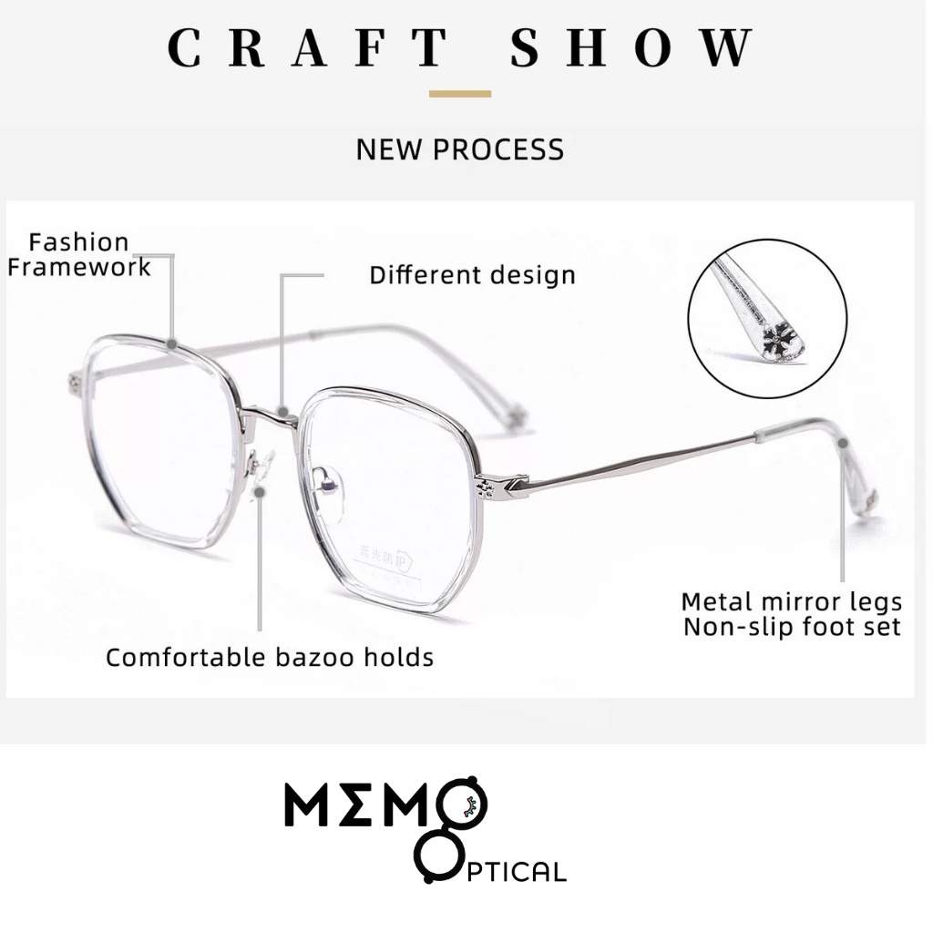 Gọng kính cận nam nữ thời trang phong cách Chrome Heart Lisa kim loại chắc chắn dễ đeo, màu sắc Đen, xám,Hồng _LISA520