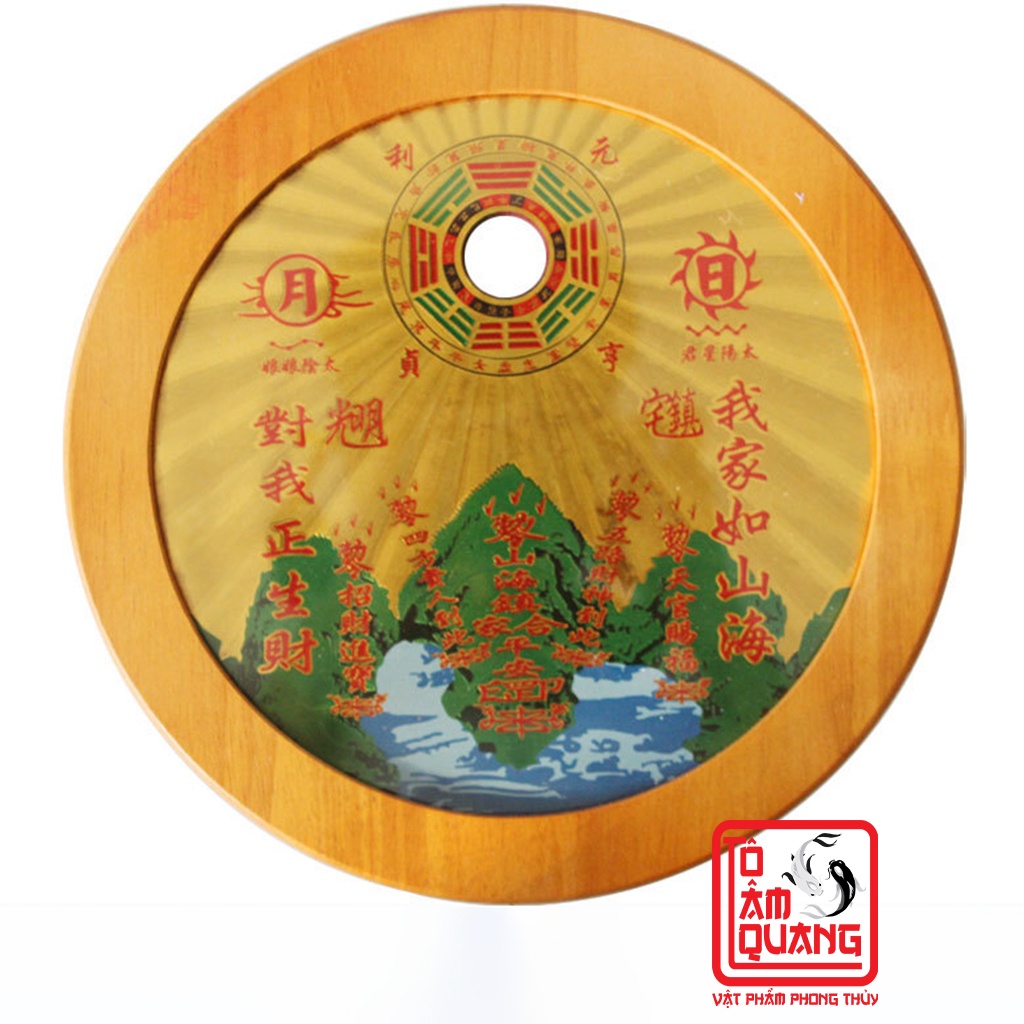 Tranh phong thủy sơn hải trấn vòng vàng bát quái gương cầu lồi xua đuổi tà ma-Trấn trạch mang lại bình an-TÔ TÂM QUANG