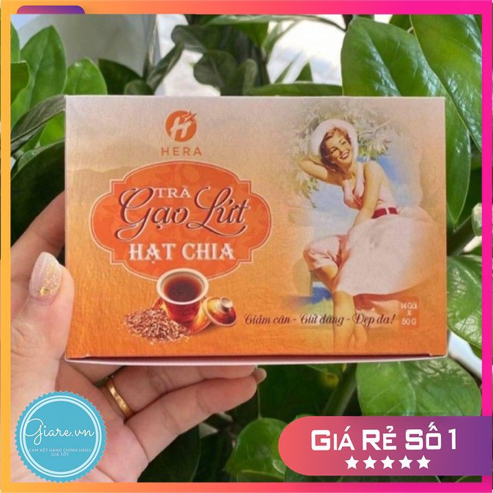 [MẪU MỚI] Trà Giảm Cân Gạo Lứt HẠT CHIA HERA tặng kèm thước dây[cam kết chính hãng]