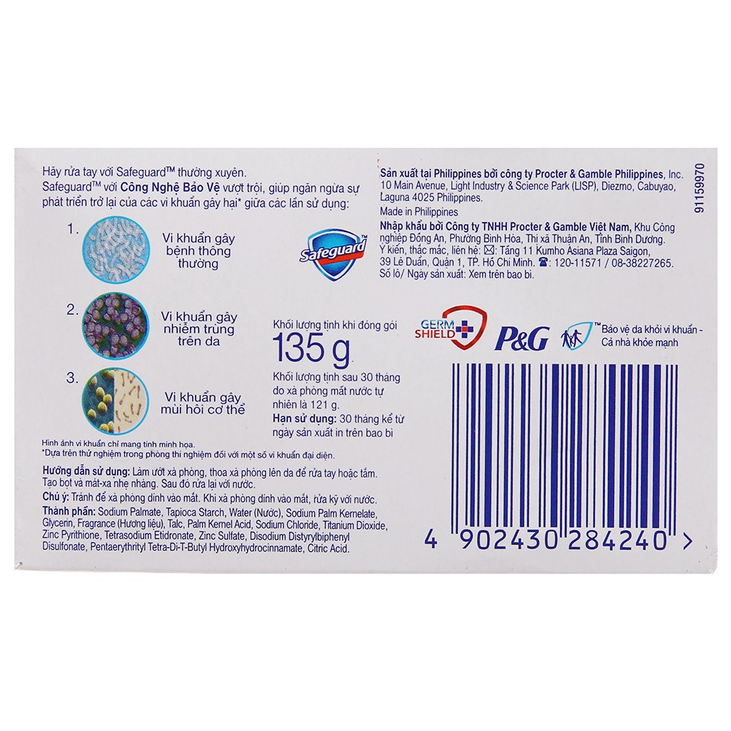 xà bông cục safeguard trắng 135g hsd 2021