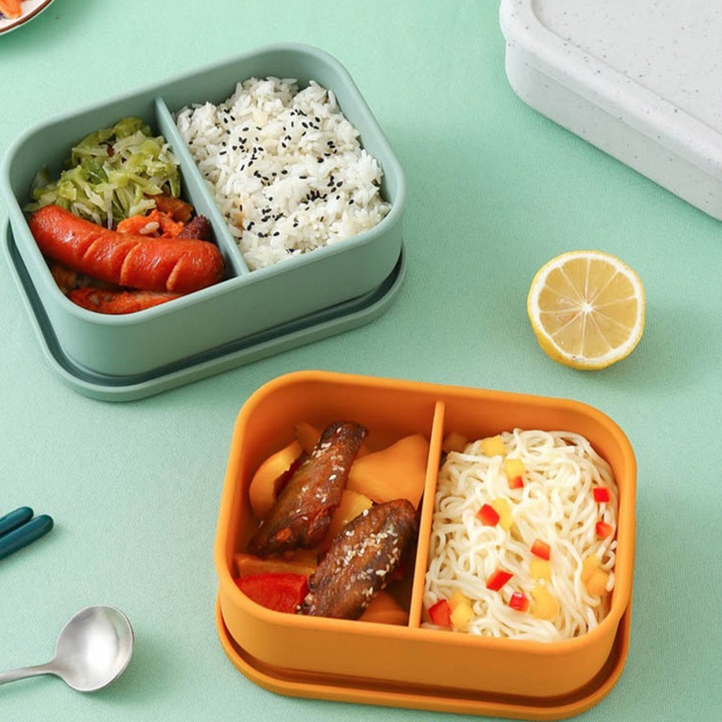 Hộp cơm Bằng Silicone Hình Chữ Nhật Có Nắp Đậy Tiện Dụng