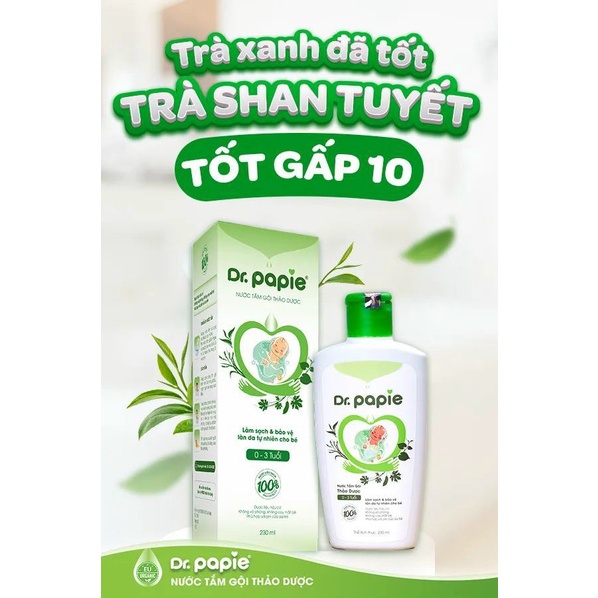 [CHÍNH HÃNG] Nước tắm thảo dược cho bé chai 230ml Dr Papie giúp ngăn ngừa và giảm các vấn đề về da