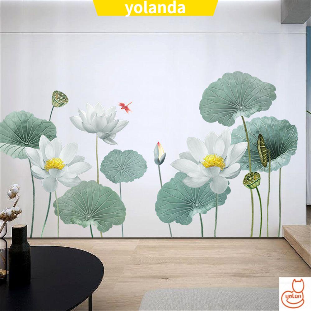 Decal dán tường Bằng Pvc Họa Tiết Hoa Sen Dễ Thương Bắt Mắt