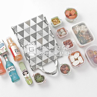 Túi Đựng Hộp Cơm Giữ Nhiệt Đa Lớp Hoa Văn Nhật