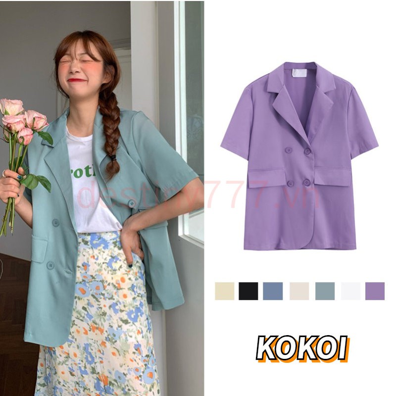 Áo Khoác Blazer Tay Ngắn Phong Cách Hàn Quốc Thanh Lịch Cho Nữ | BigBuy360 - bigbuy360.vn