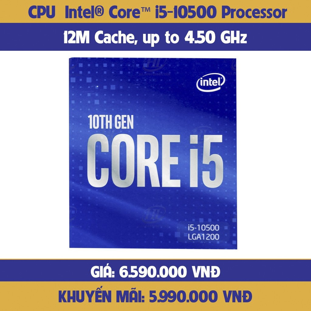 Chíp vi xử lý CPU INTEL Comet Lake Core i5-10500 3.1Ghz + Quạt - BOX