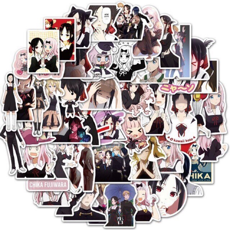 set 30-60 sticker Kaguya-sama Love Is war ép lụa bóc dán